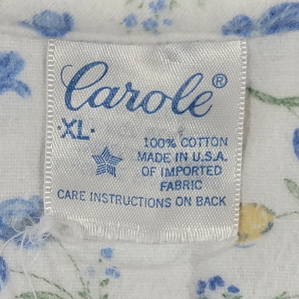 Vintage Carole Floral Cotton Nightgown Cottagecore Ruffle Collar USA Women's XL - Picture 5 of 10